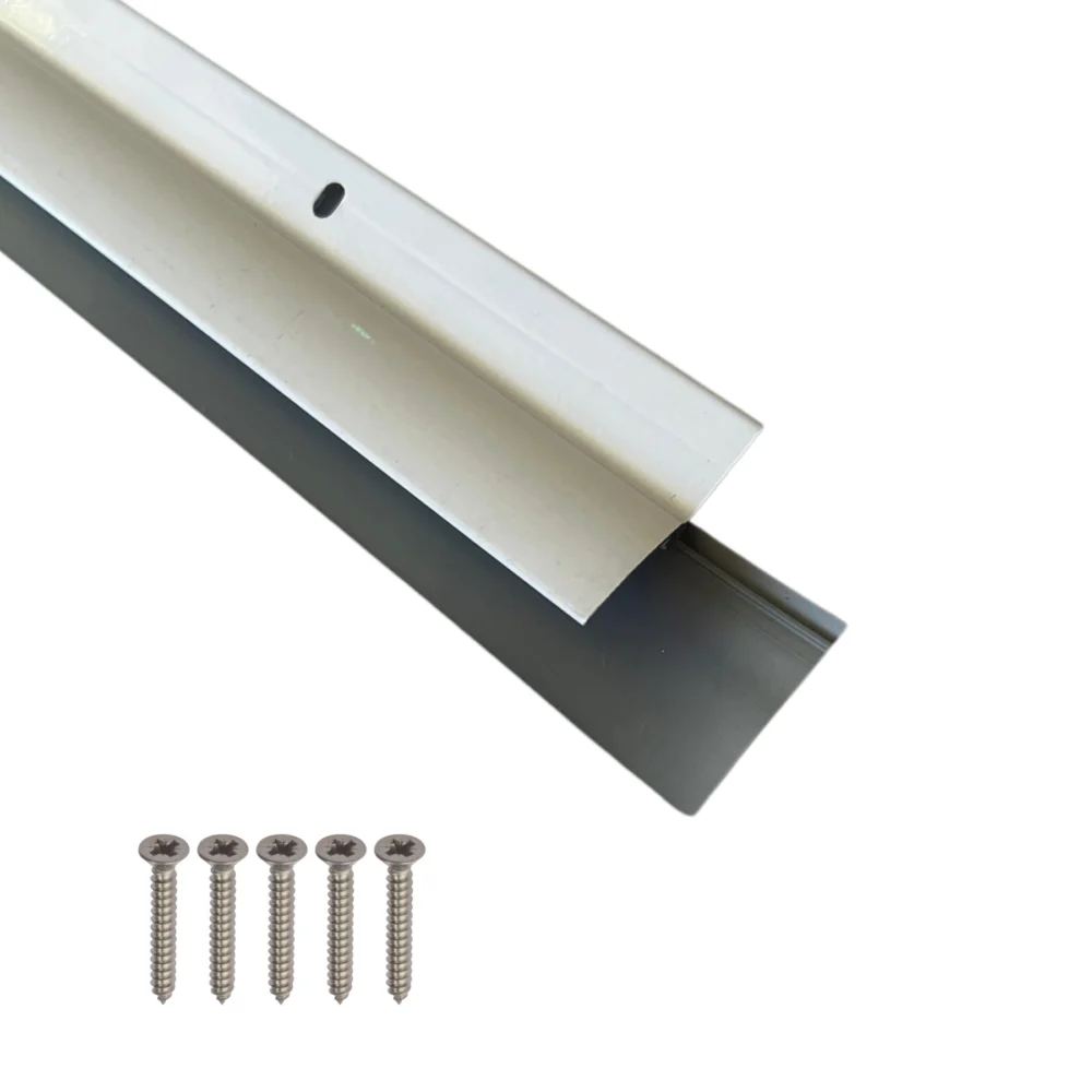 Aluminum Door Bottom Sweep with Rain Drip Cap, White/Grey, 36"