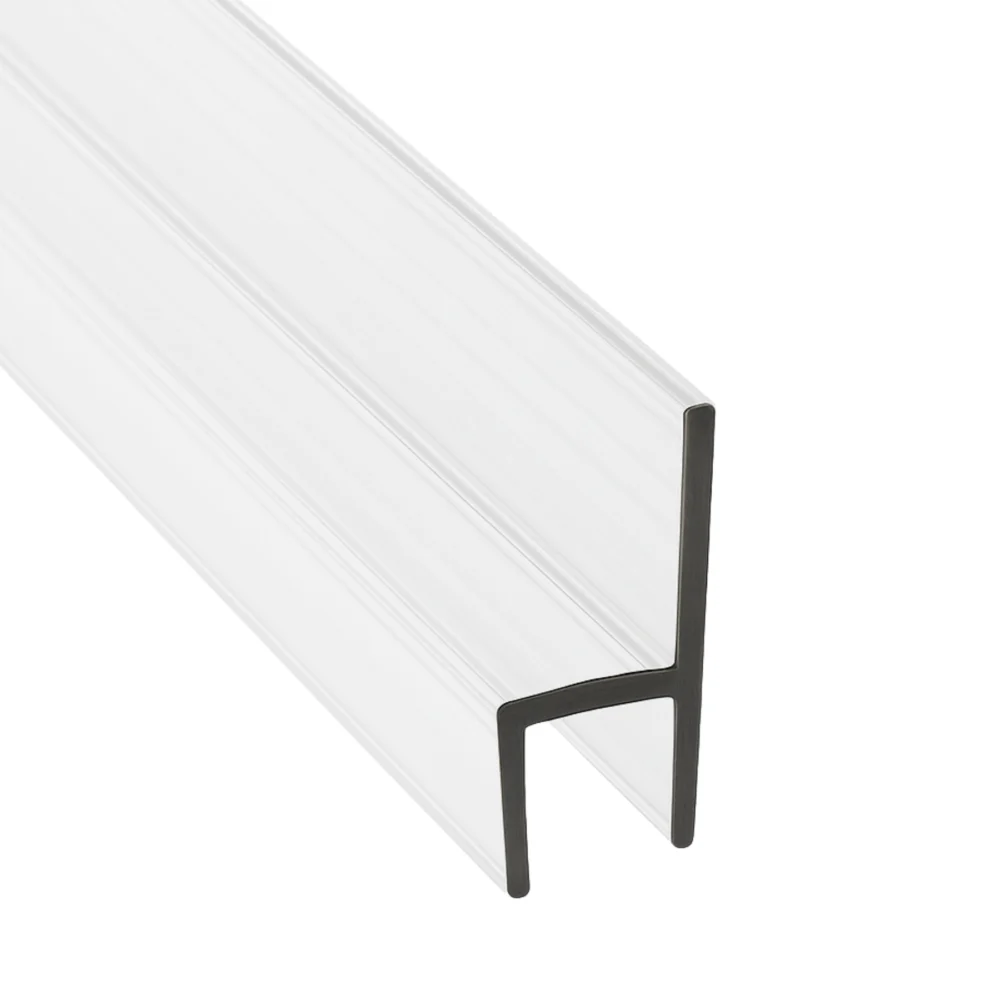 CBW Frameless Shower Door Side Seal Strip H-Type 180 Degree 72'' Length, Clear (1/4'' Glass)