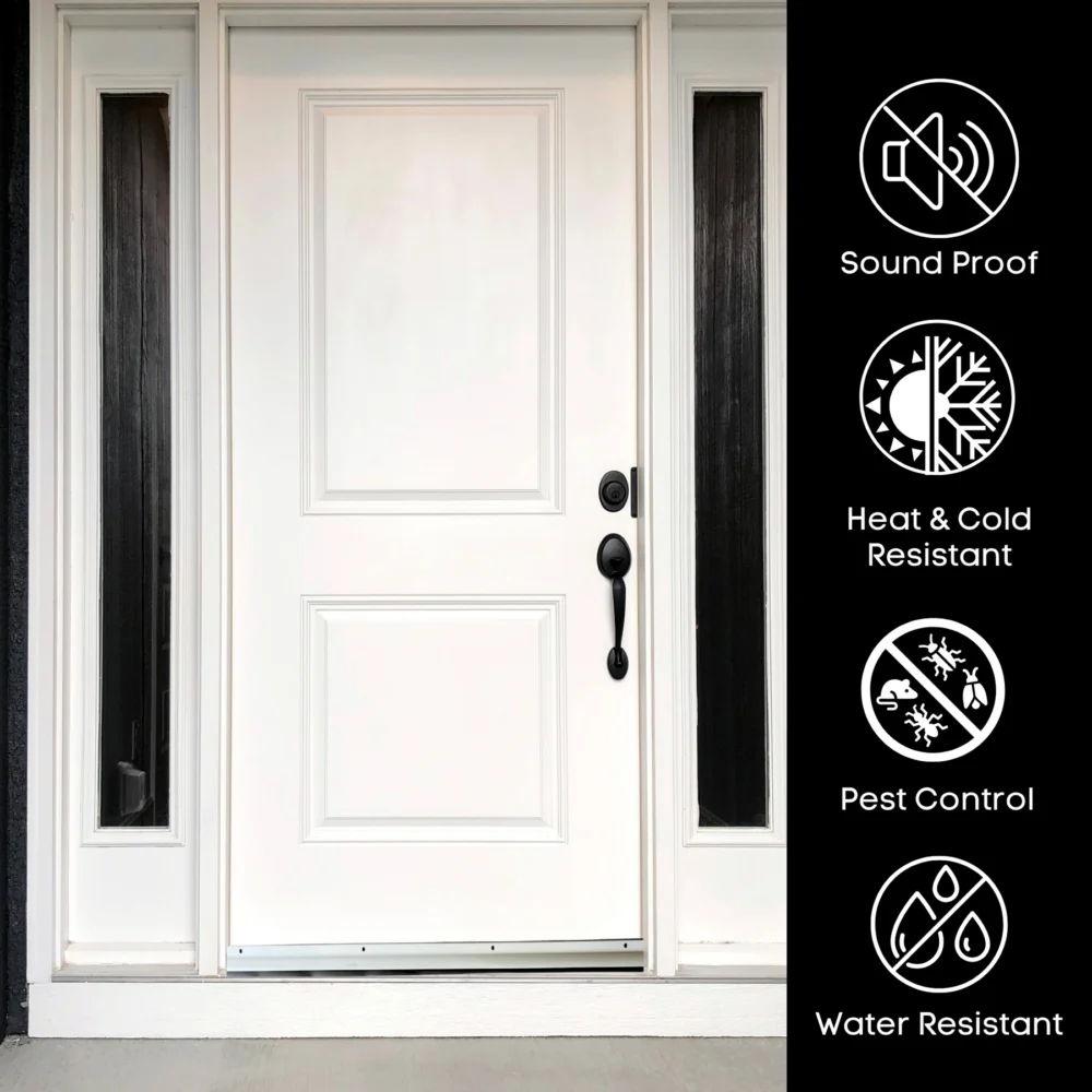 Aluminum Door Bottom Sweep with Rain Drip Cap, White/Grey, 36" - Image 5