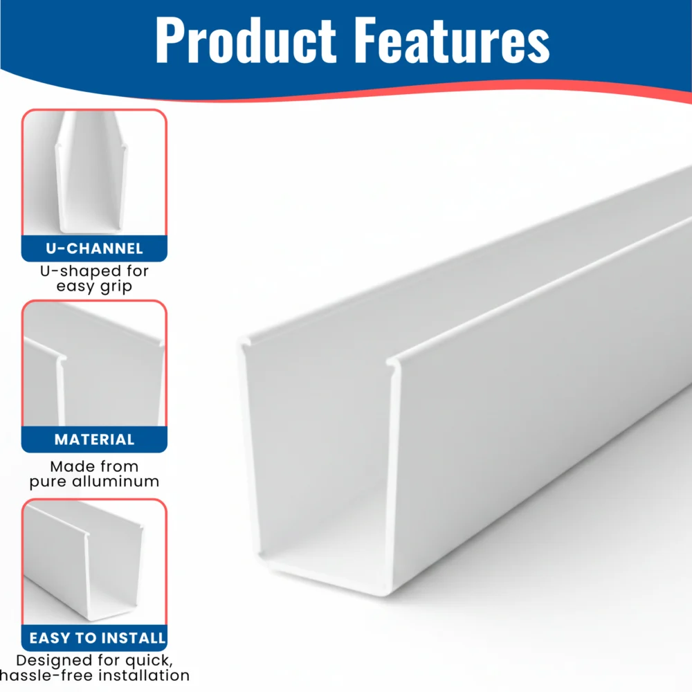 KC Hardware Aluminum U Channel Top Sliding Screen Door Track Replacement, Weather Resistant Sliding Screen Patio Door Rail Track - White, 95"(Pack of 1) - Image 3