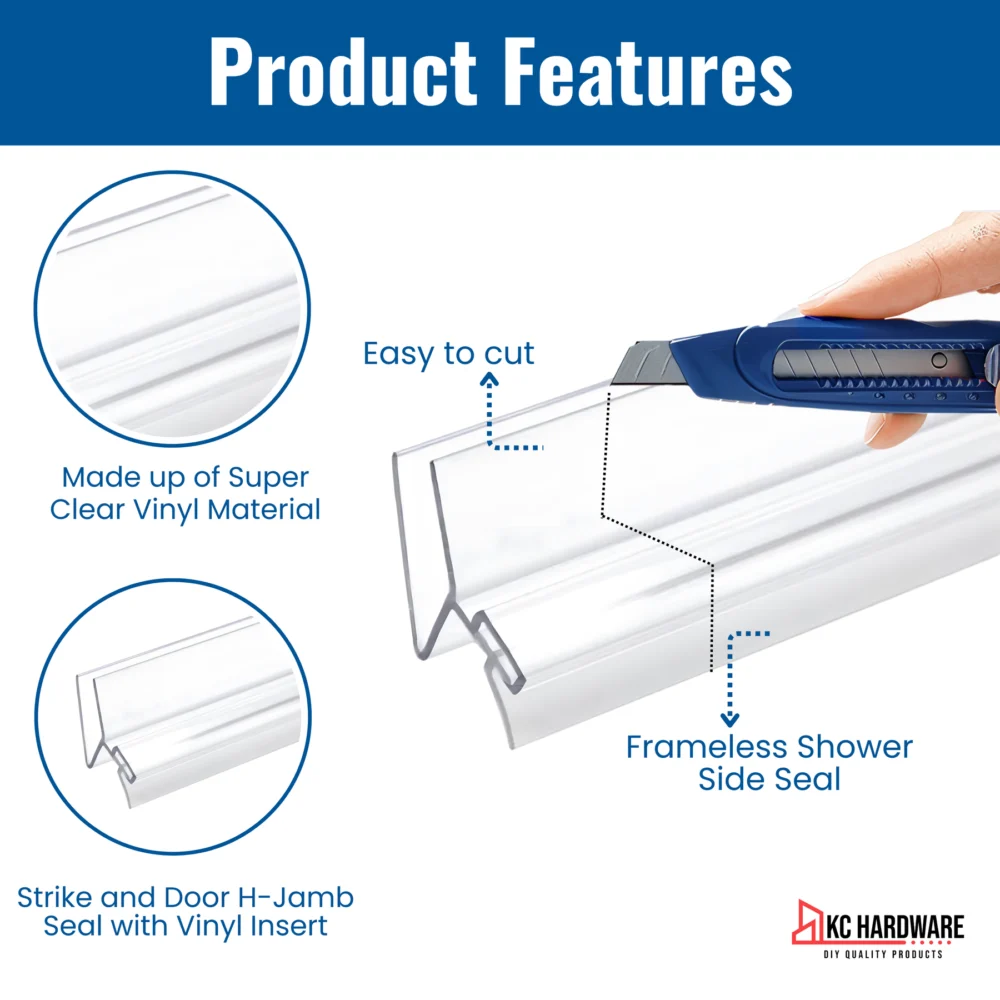 95" Shower Door Side H-Jamb Seal for 3/8" Glass | KC Hardware - Image 2