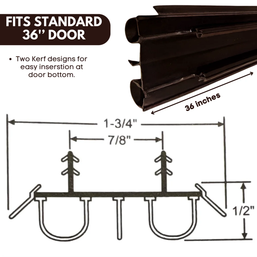KC Hardware Dark Brown Vinyl Door Bottom Sweep with Notched Kerfs 36 in - Image 2