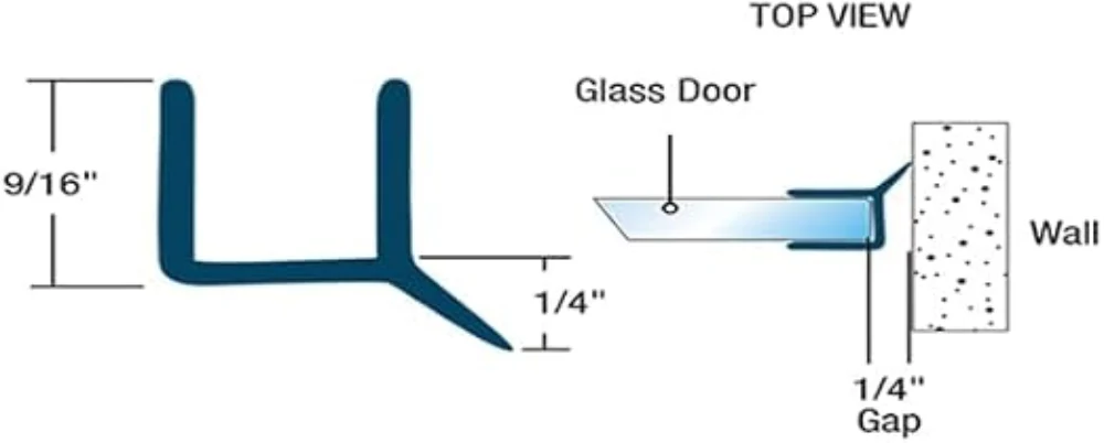 Black PVC Shower Door Bottom Seal & Wipe – Leak Guard for Glass Thickness - 95 Inches - Image 2