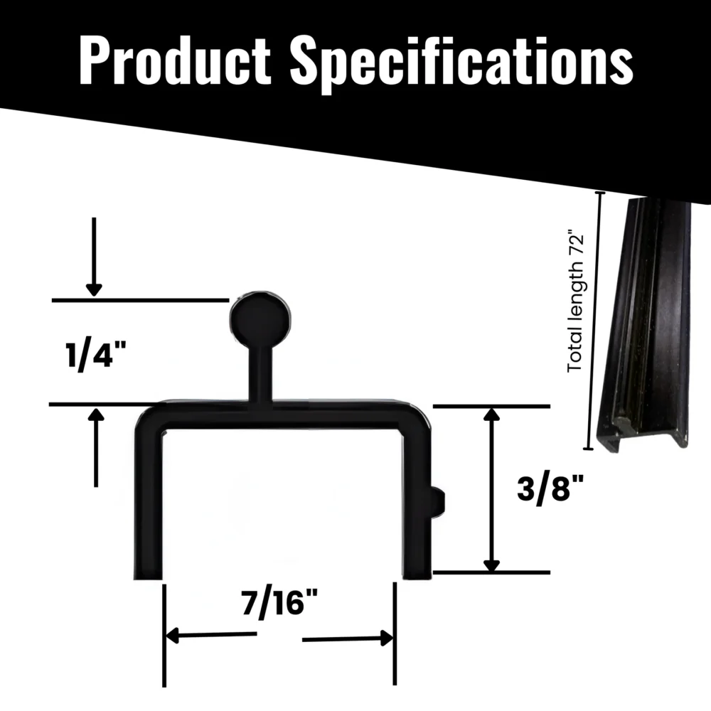 Black Aluminum Sliding Screen Door Bottom Track Replacement, 72" - Image 2