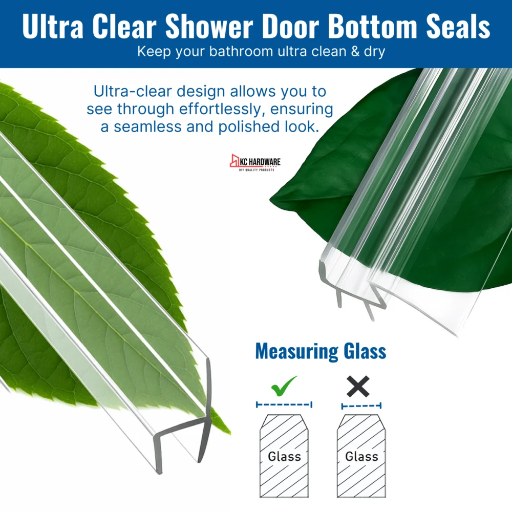 Frameless Shower Door Seal Kit: 72" H Side + 40" Bottom Drip Rail, Clear - Image 4