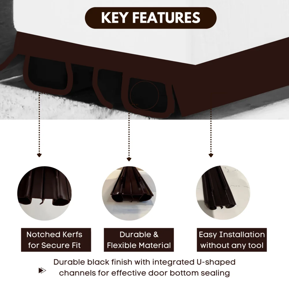 KC Hardware Dark Brown Vinyl Door Bottom Sweep with Notched Kerfs 36 in - Image 3