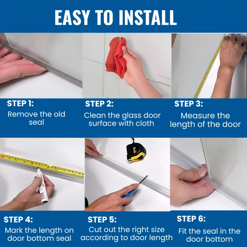 3/8 In. x 36 In. Frameless Shower Door Bottom Seal with Drip Rail - Image 3