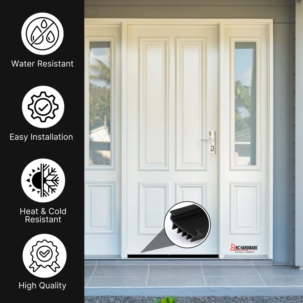 48 in Black U-Shaped Rubber Door Bottom Sweep - Image 5
