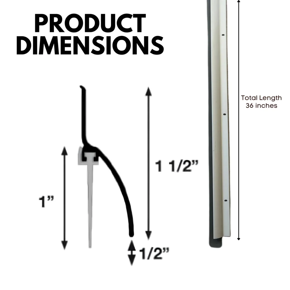 Aluminum Door Bottom Sweep with Rain Drip Cap, White/Grey, 36" - Image 2