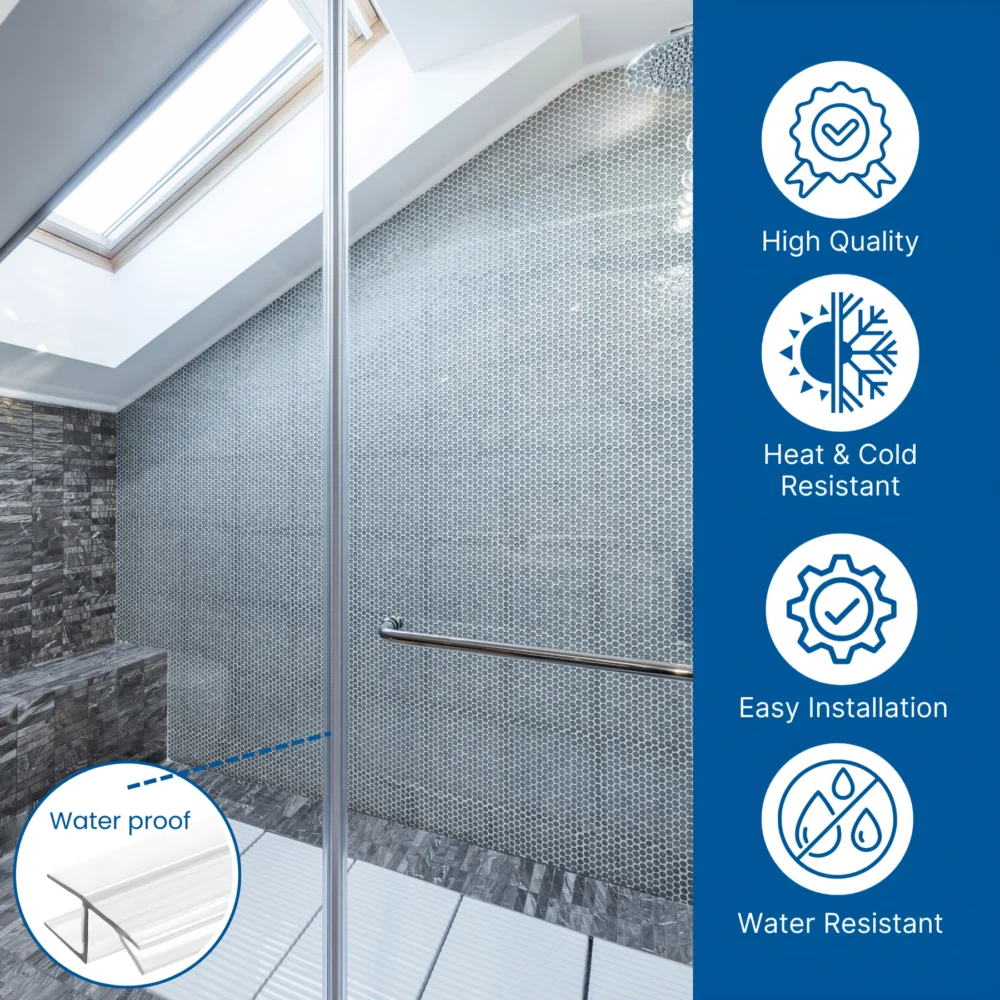 Ultra Clear 95" Shower Door H-Jamb Side Seal w/ Vinyl Insert, 3/8" - Image 6