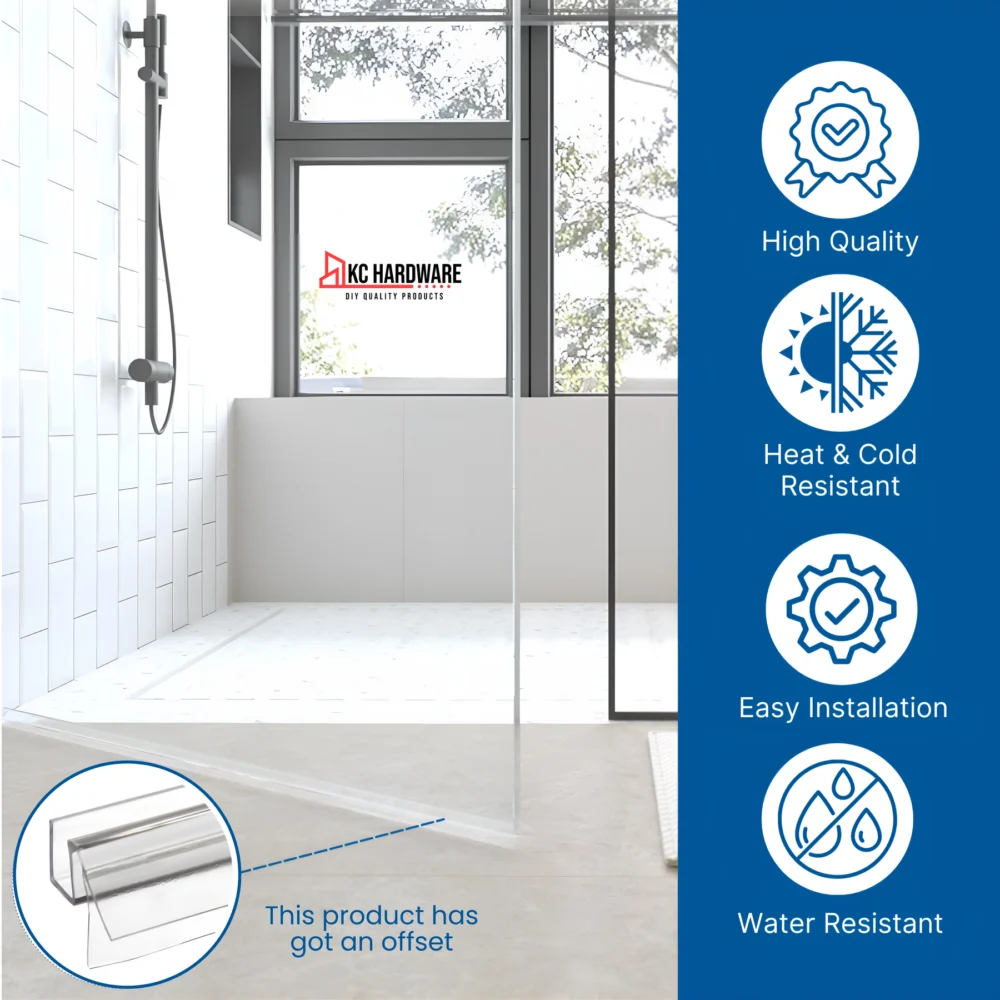 1/2-Inch Glass, 36-Inch Frameless Shower Door Side Seal - Image 6