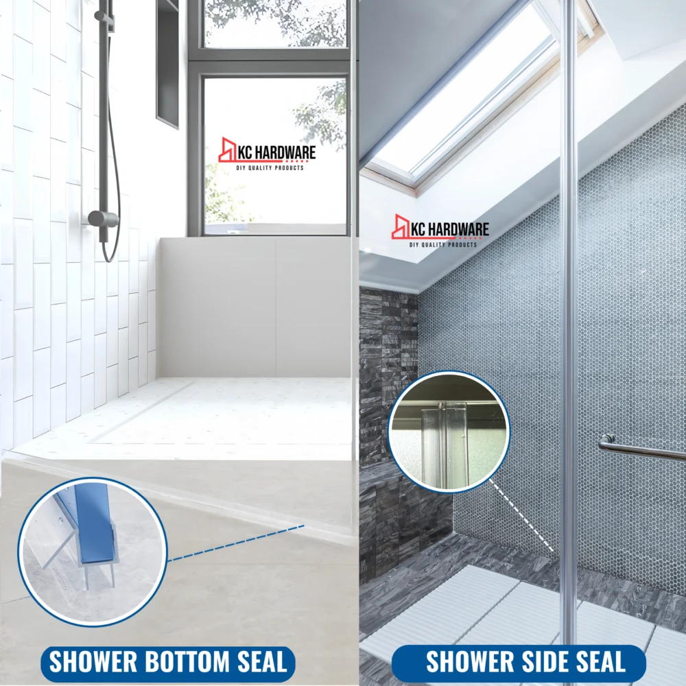 Frameless Shower Door Seal Kit 72" H Side Seal + 40" Bottom Drip Rail, Clear - Image 6