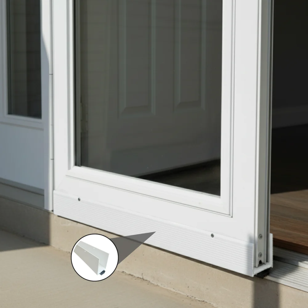 36 In White Aluminum U-Shaped Storm Door Bottom Sweep with Rubber Seal - Image 8