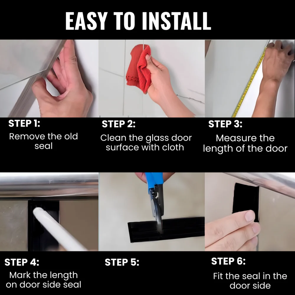 95" H-Type Shower Door Side Seal for 3/8" Glass (8–10mm) - Black - Image 6