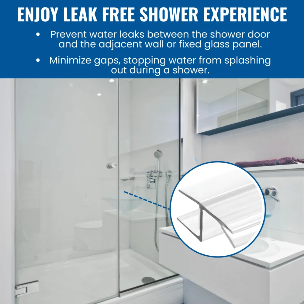 Ultra Clear 95" Shower Door H-Jamb Side Seal w/ Vinyl Insert, 3/8" - Image 7