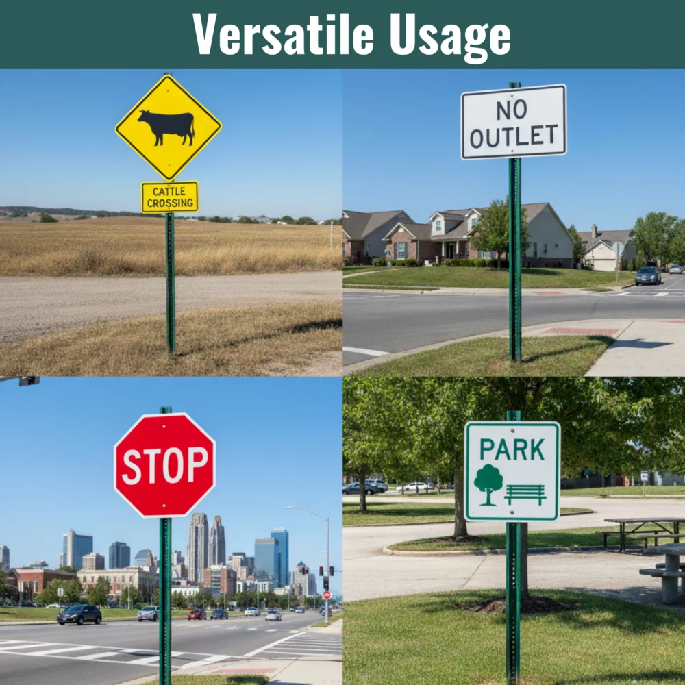 KC Hardware U-Channel Sign Post, Medium Weight | 6' Tall Baked Enamel Steel Post - Pack of 3 - Image 7