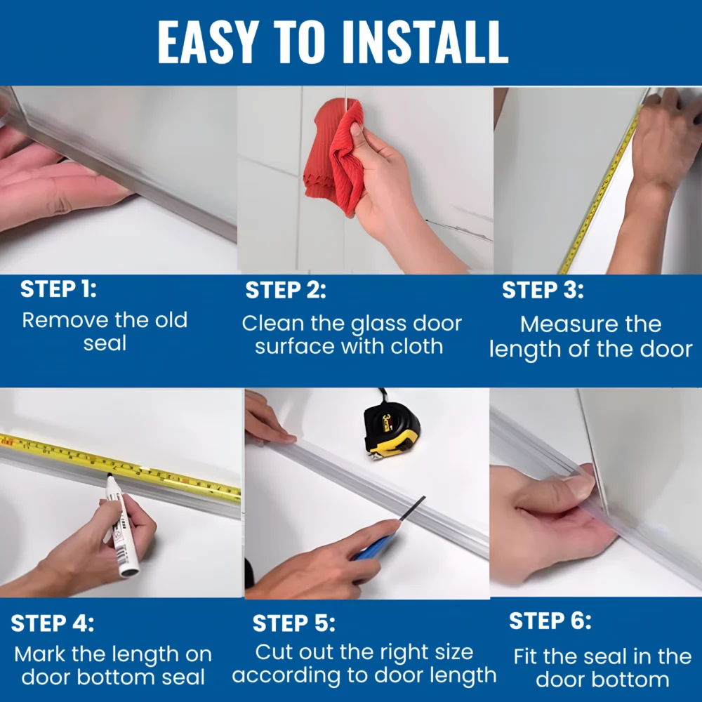 Clear Shower Door Bottom Seal with Wipe for 1/4" Glass, Cut-to-Fit 36" - Image 5