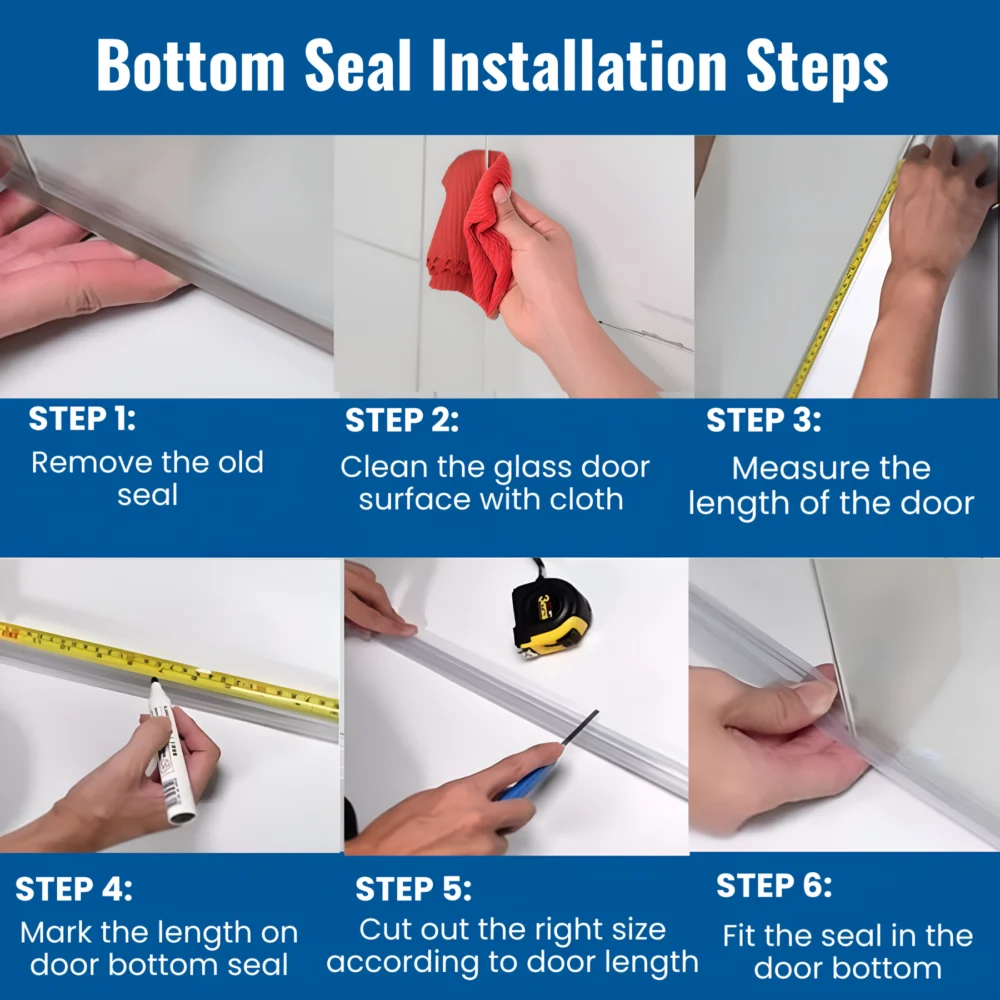 Clear PVC Shower Door Seal Kit: 72" H Side Seal + 40" Bottom Drip Rail - Image 7