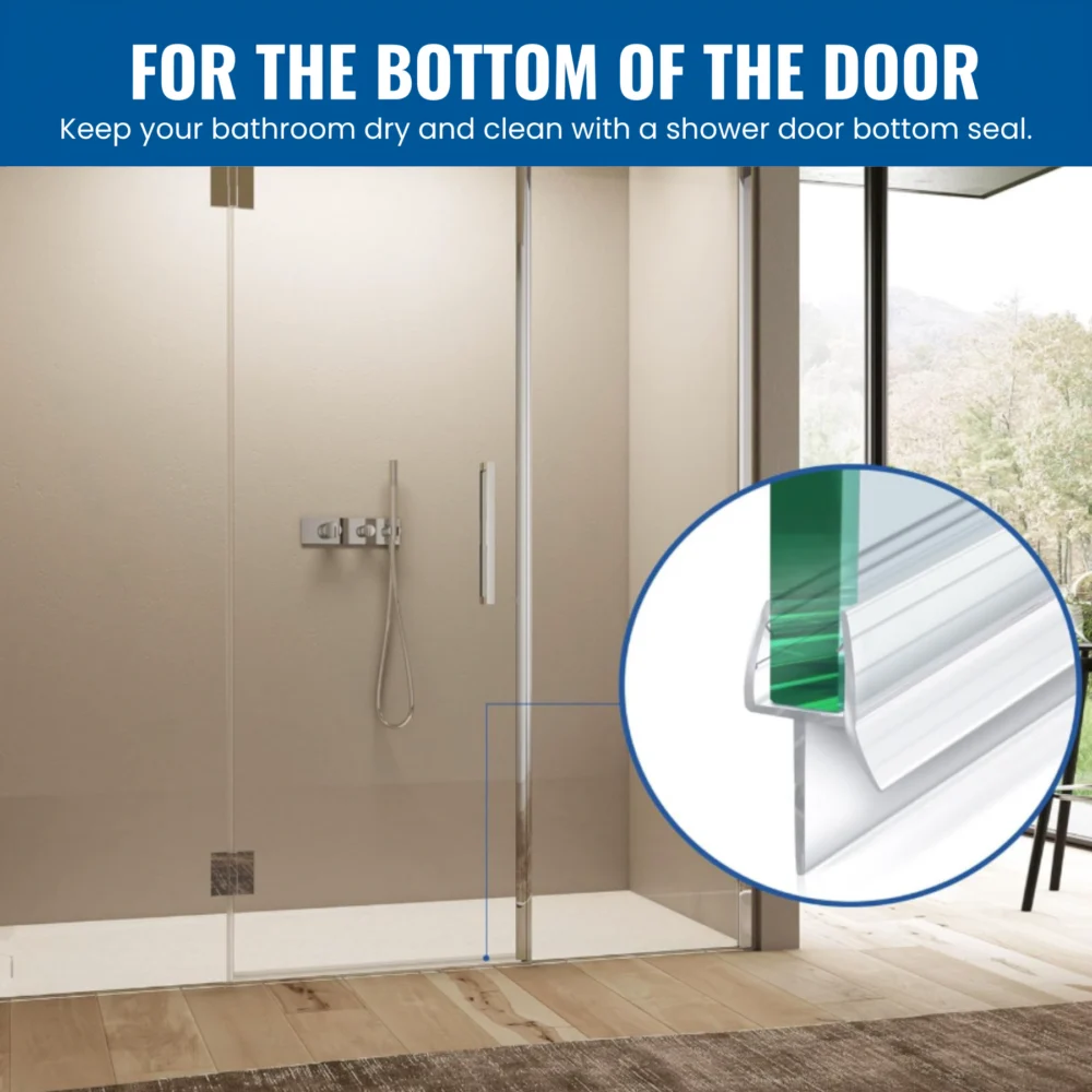 Clear Shower Door Bottom Seal with Wipe for 1/4 in Glass, 36 in - Image 8