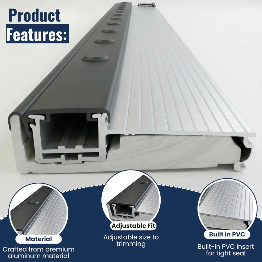 Heavy Duty Anodized Adjustable Aluminum Threshold Extension 36 in Silver - Image 3