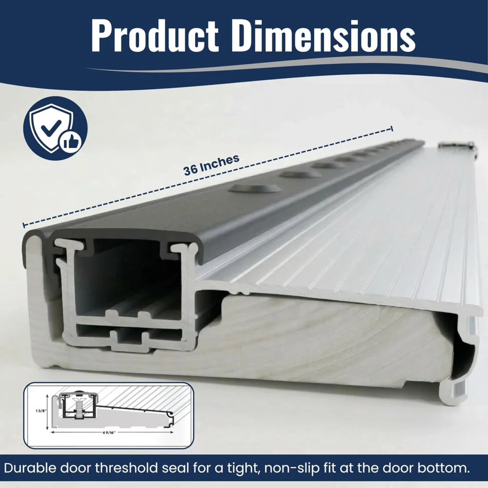 Heavy Duty Anodized Adjustable Aluminum Threshold Extension 36 in Silver - Image 2