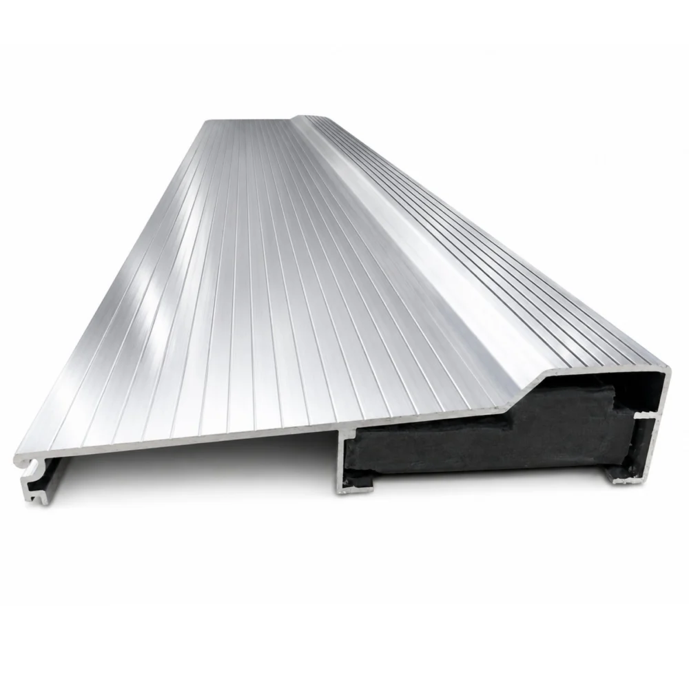 Silver Aluminum Door Threshold with PVC Seal, Available in 32 in x 5-5/8 in, 36 in x 4-9/16 in, and 36 in x 5-5/8 in Sizes
