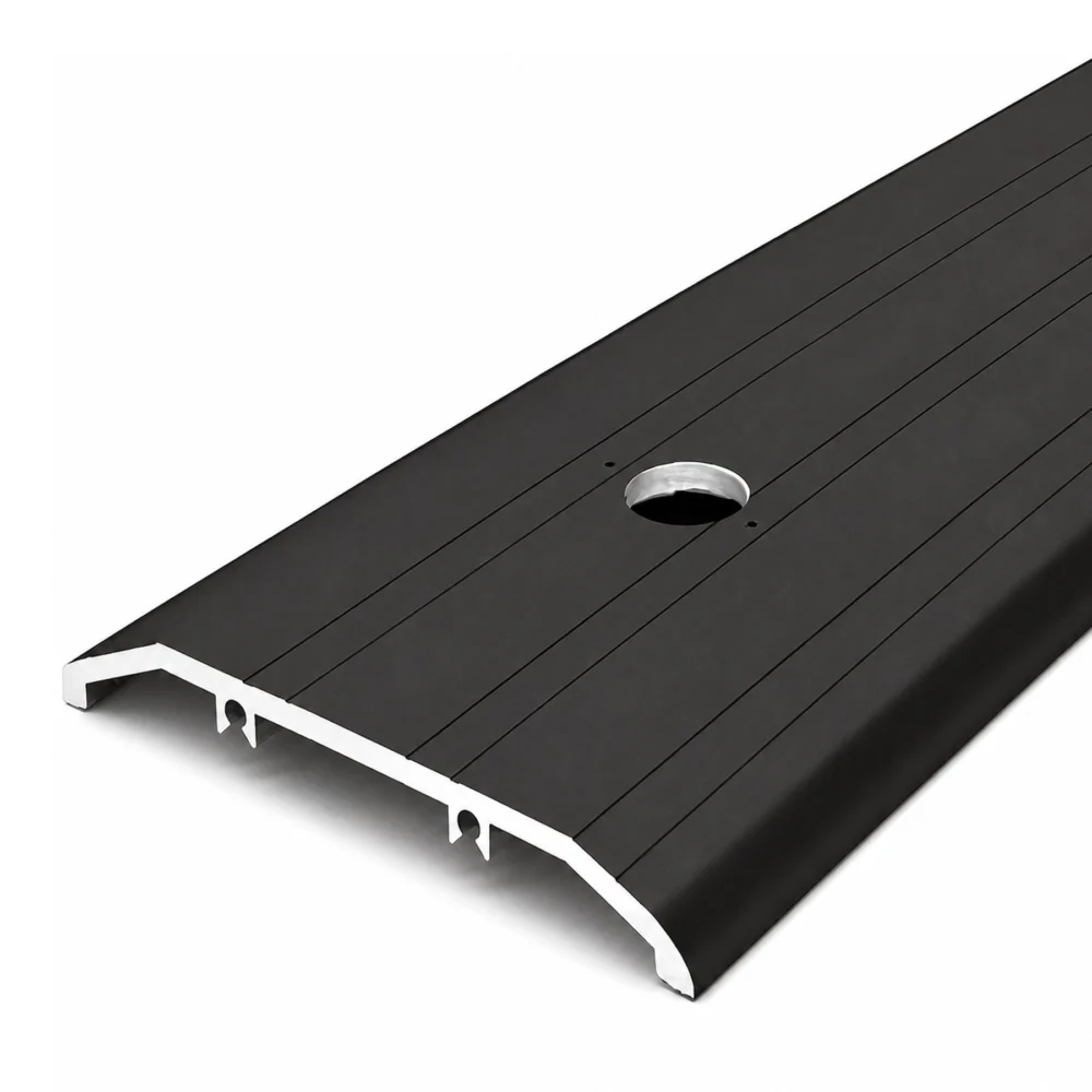 36", 48", 60", 72" Length x 4" W x 1/2" H Black Anodized Aluminum Door Threshold