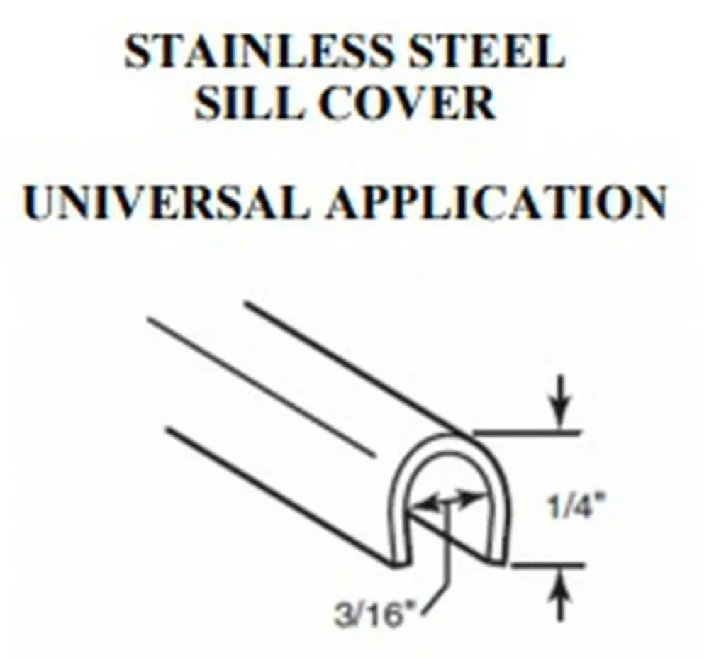 Sliding Door Track Repair Cover 1/4 in, Stainless Steel Track Cover - 72 in - 96 in - Image 2