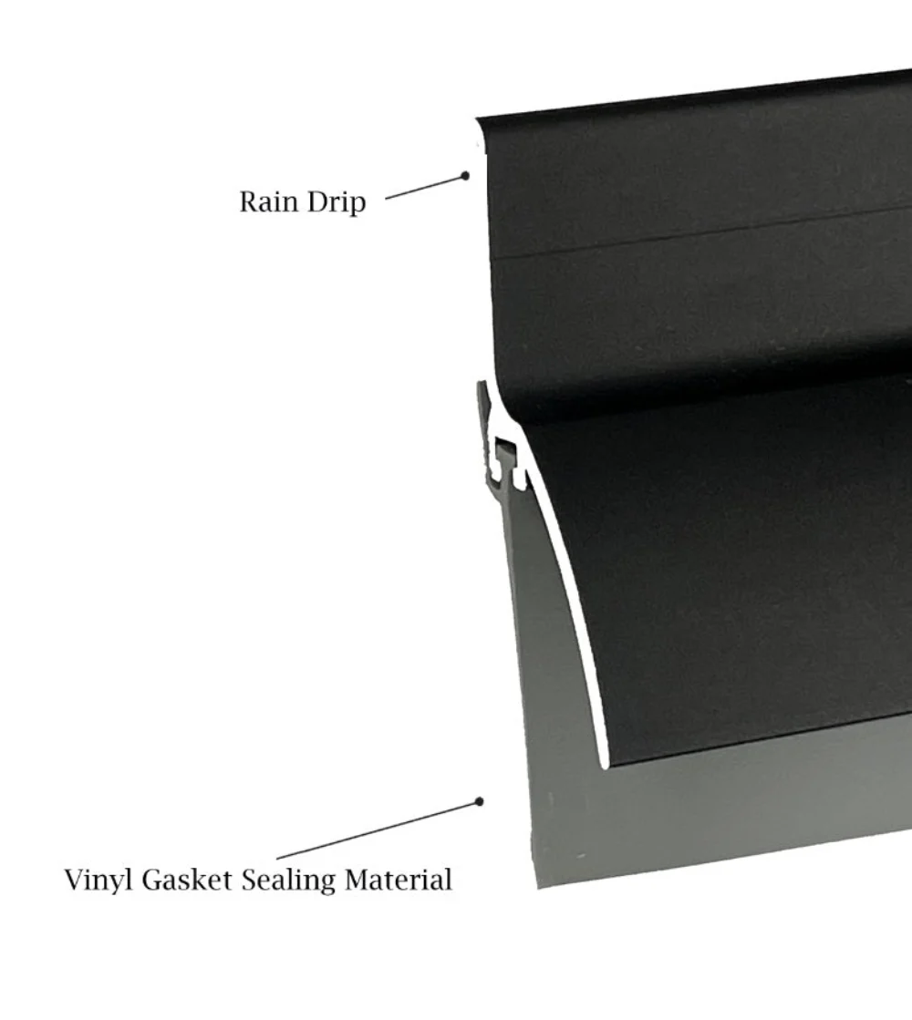 Black Aluminum & Vinyl Door Bottom Sweep with Rain Drip Cap, 36 in & 48 in