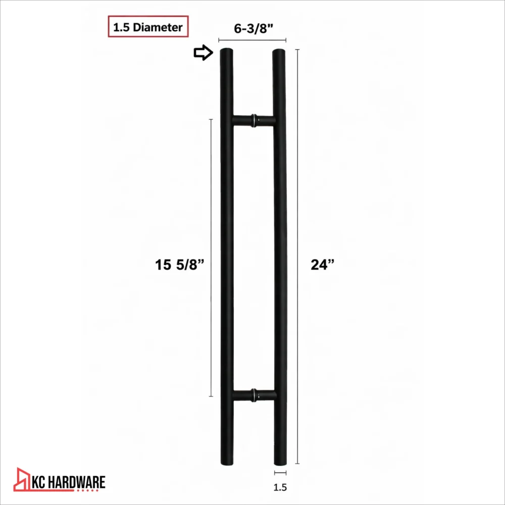 Matte Black Stainless Steel H-Shaped Push Pull Door Handles 24 in, 36 in, and 48 in - Image 4