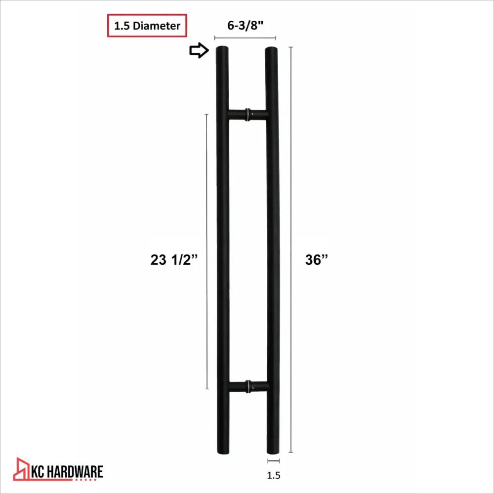36" Matte Black Stainless Steel Ladder Pull Door Handle, Back-to-Back
