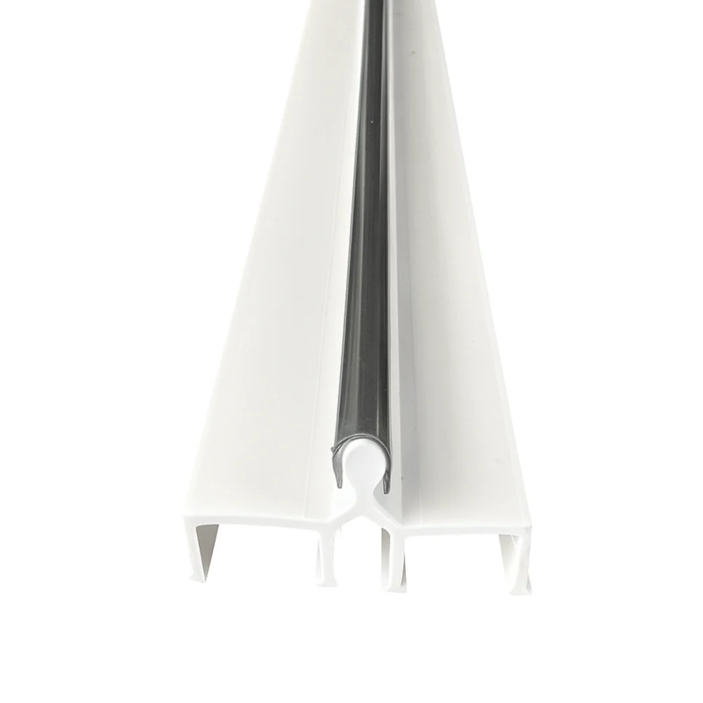 White Vinyl Double Panel Sliding Door Track w/ Metal Track Cover - 72/96 - Image 5