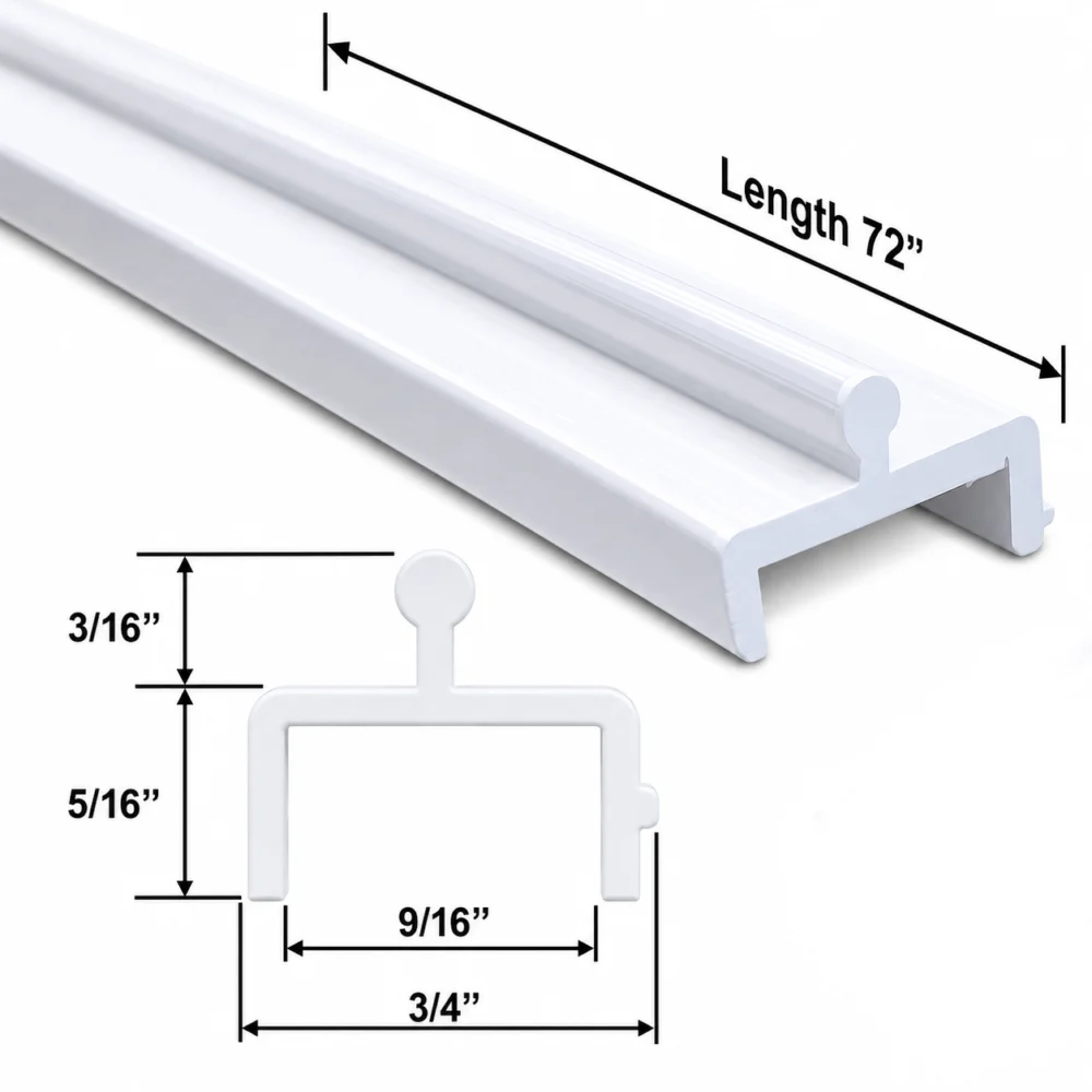 72 In & 96 In Lengths | 3/4 In Wide Sliding Screen Door Bottom Track Replacement - White Vinyl - Image 4