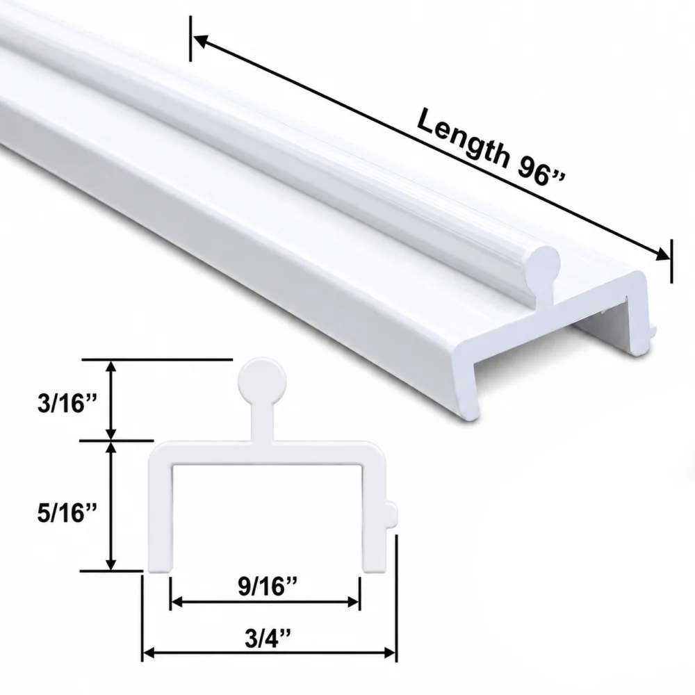72 In & 96 In Lengths | 3/4 In Wide Sliding Screen Door Bottom Track Replacement - White Vinyl - Image 5