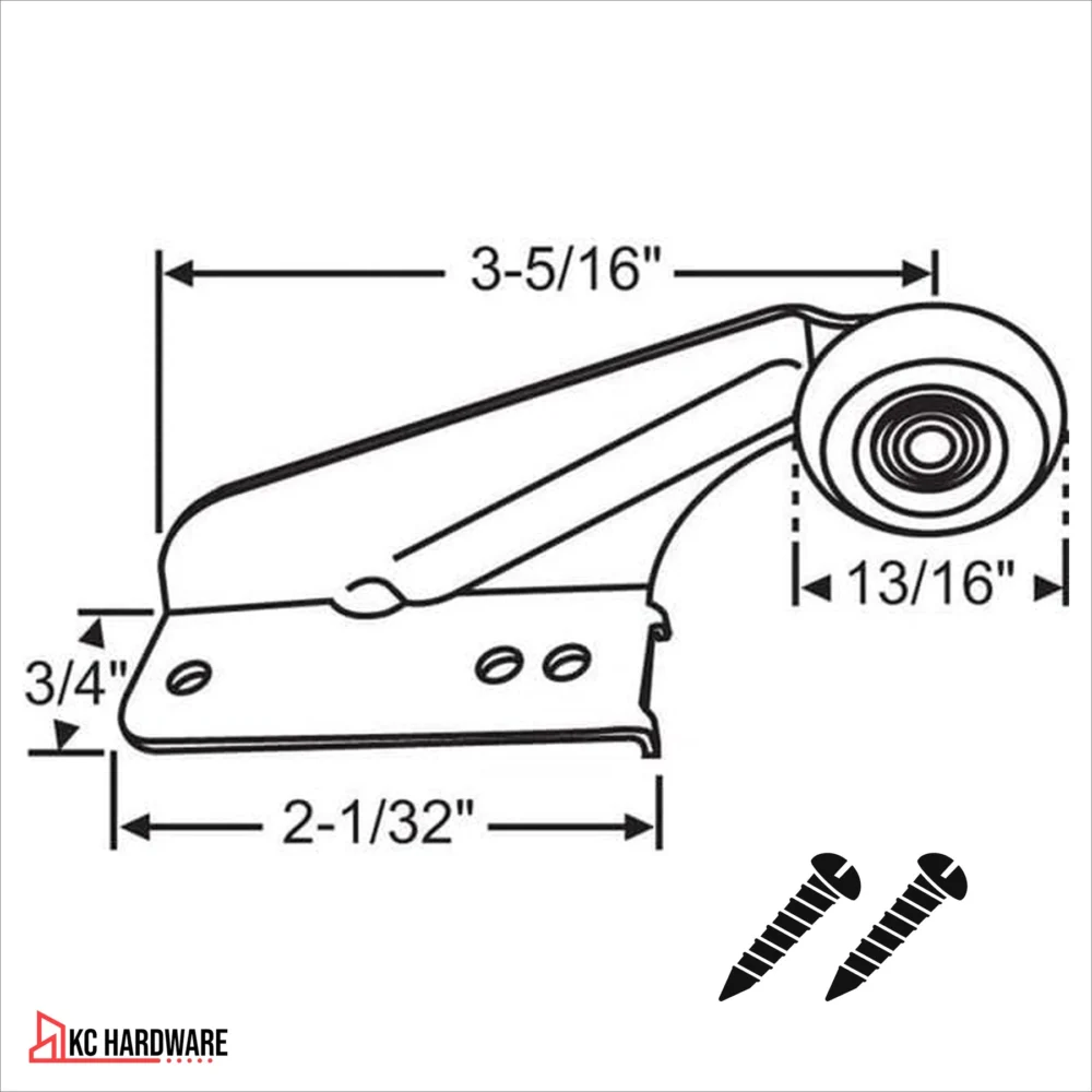 Drawer Track Roller Left Hand (4 Pack), 13/16" Nylon Wheel Rear Mount Mono Rail Drawer Guide Replacement, Steel Housing Cabinet Drawer Repair Parts - Image 2
