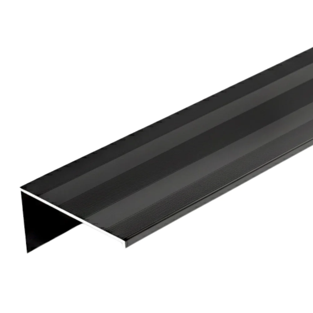 Black Aluminum Stair Nosing Edge Protector – 2 3/4" x 1 1/2" – 32" & 36" Lengths