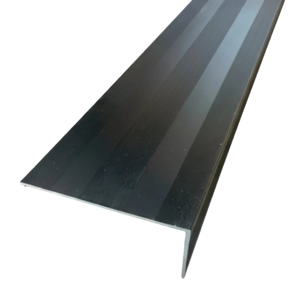 Black Aluminum Stair Nosing Edge Protector – 4 1/2" x 1 1/2" – 32" & 36" Lengths