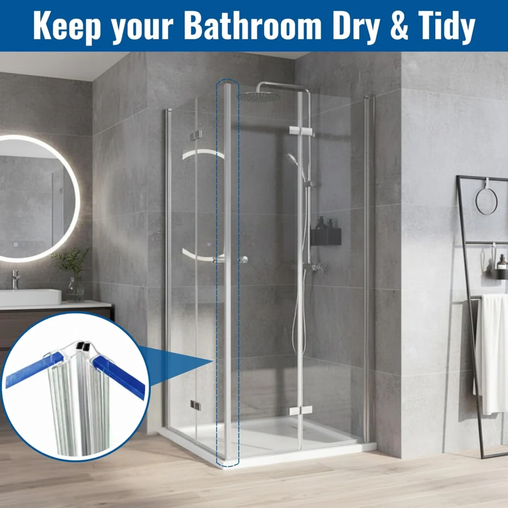 Set of 2 Magnetic Shower Door Seal for 3/8 in Glass Doors 90 Deg- 72" - Image 4