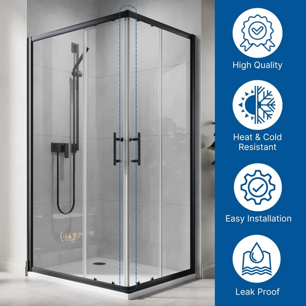 Set of 2 Magnetic Shower Door Seal for 3/8 in Glass Doors 90 Deg- 72" - Image 2