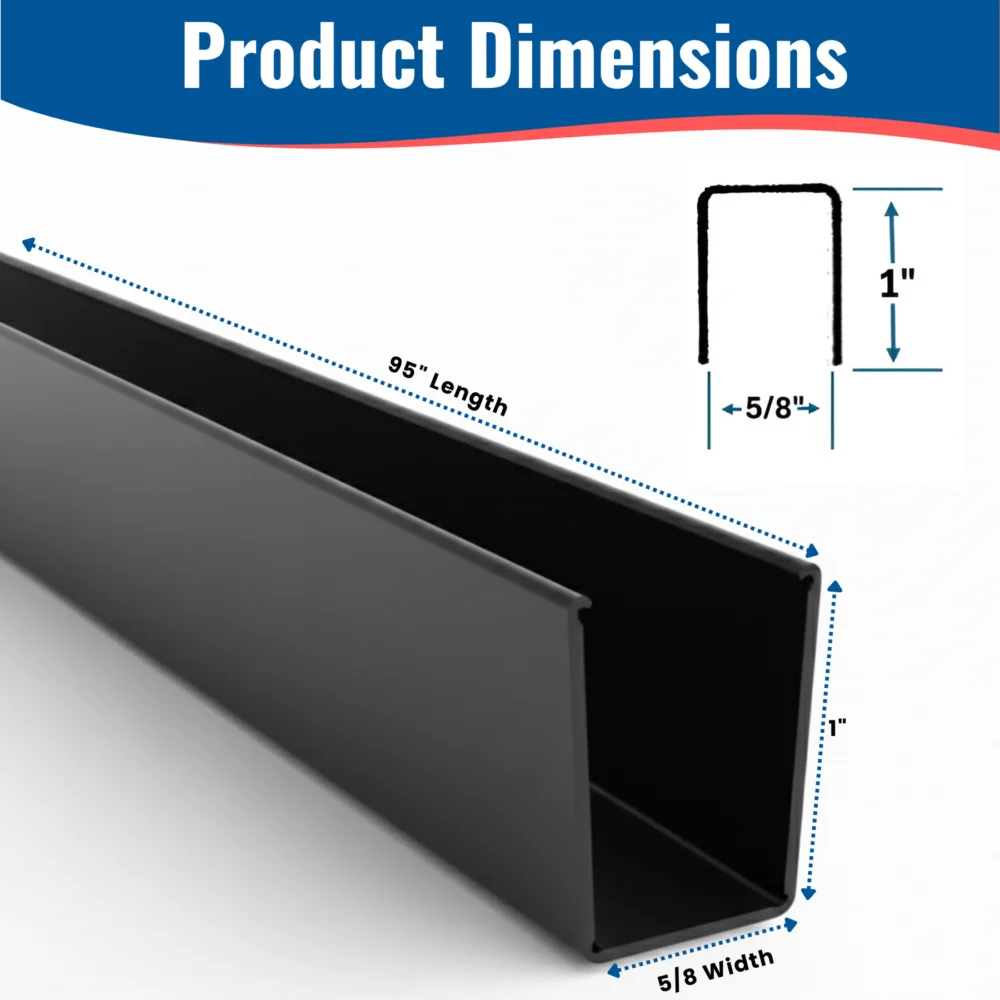 1 in. x 5/8 in. x 95 in. Black Anodized Aluminum U-Channel - Image 2
