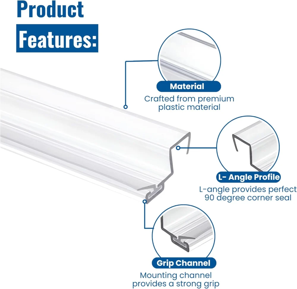 Clear Shower Door Side Jamb Seal for 3/8 in Glass Doors 95 in - Image 2