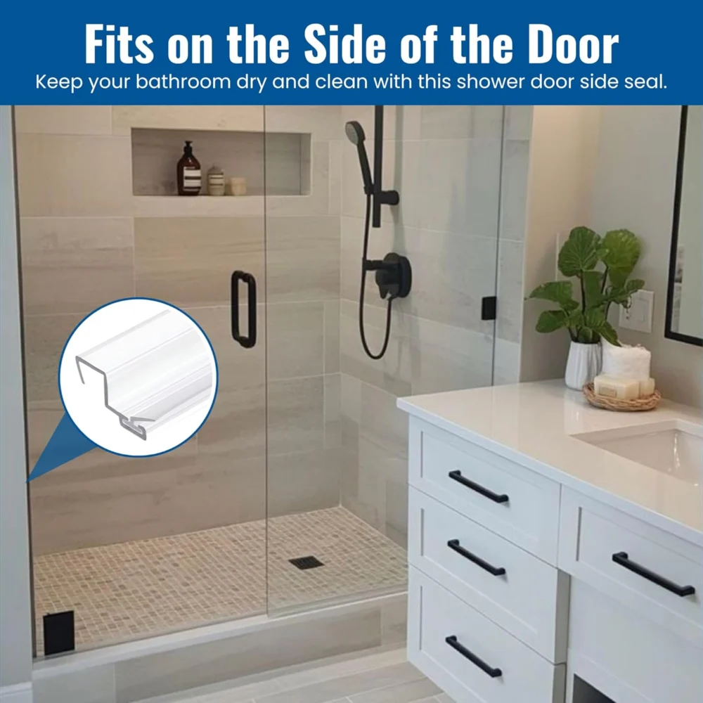 Clear Shower Door Side Jamb Seal for 3/8 in Glass Doors 95 in - Image 4