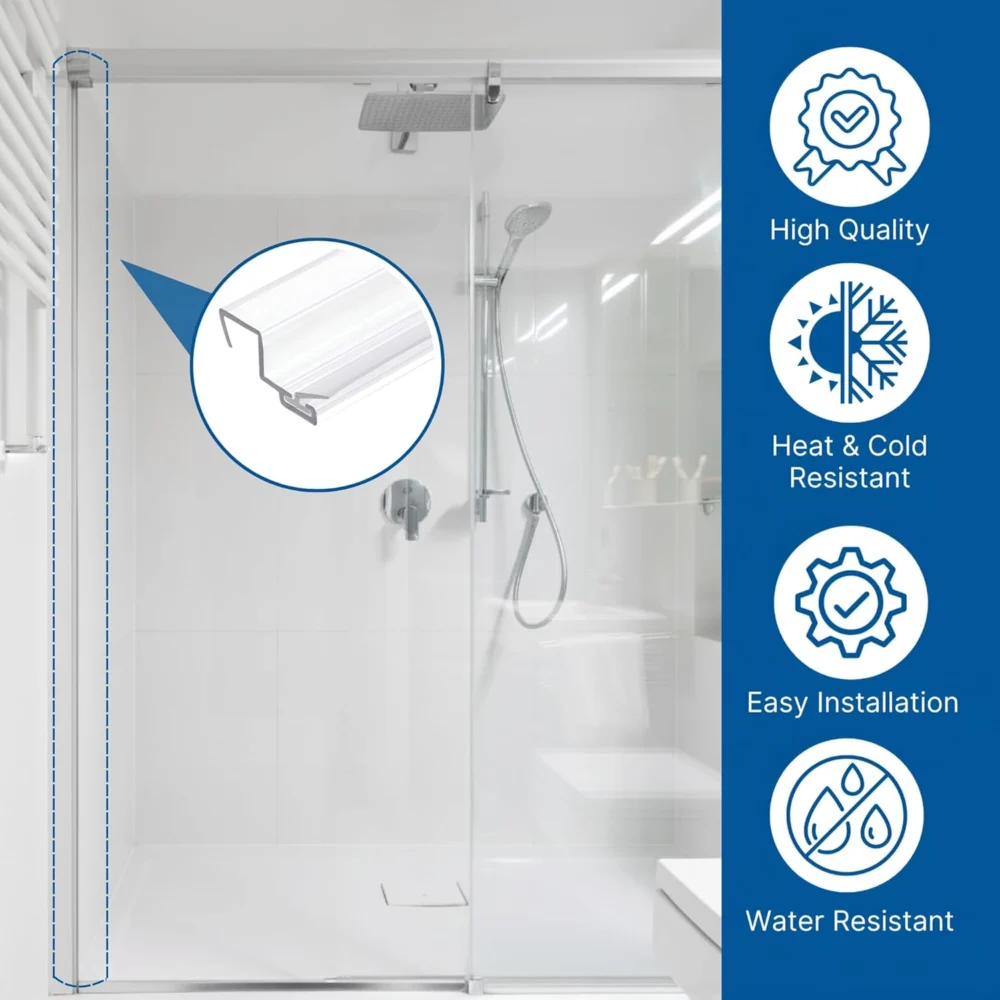 Clear Shower Door Side Jamb Seal for 3/8 in Glass Doors 95 in - Image 3