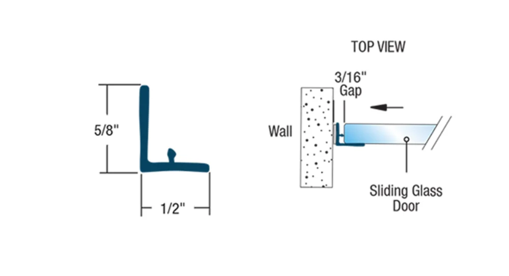 Clear L-Shaped Jamb Seal Bumper Shower Door Bottom Seal, 95" - Image 2