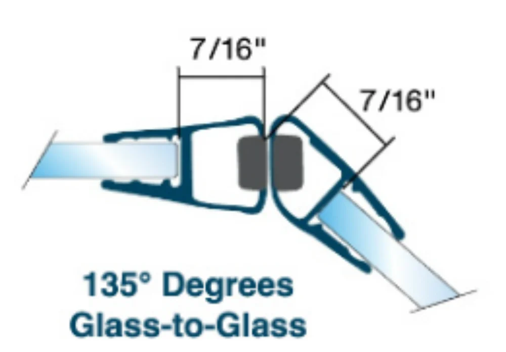 KC Hardware Magnetic Shower Door Seal Set of 2 for 3/8" Glass, 135°, 95" - Image 2