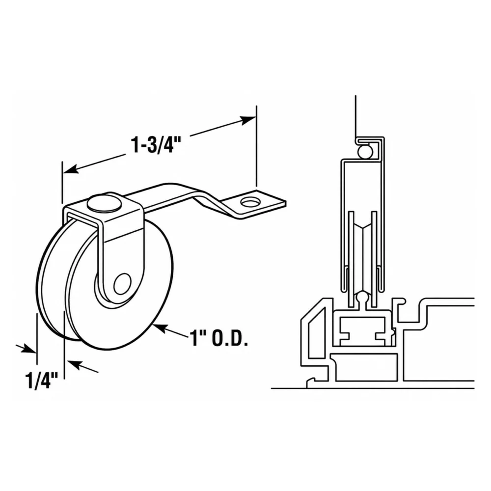Screen Door Tension Spring Roller – 1" Concave Wheel, 1-3/4" Spring – Pack of 2 - Image 3