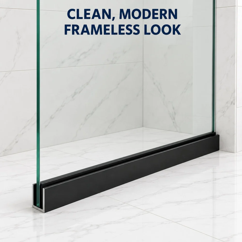 3/8" Glass U-Channel for Frameless Shower Glass – 95" Matte Black Aluminum - Image 4