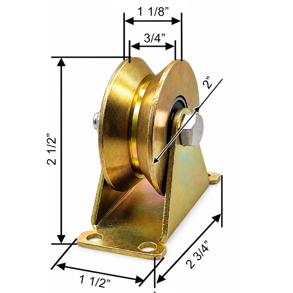 V-Groove Sliding Gate Wheels – 2" Stainless Steel Wheel with Rigid Bracket, 660 LB Capacity – 4 Pack - Image 2