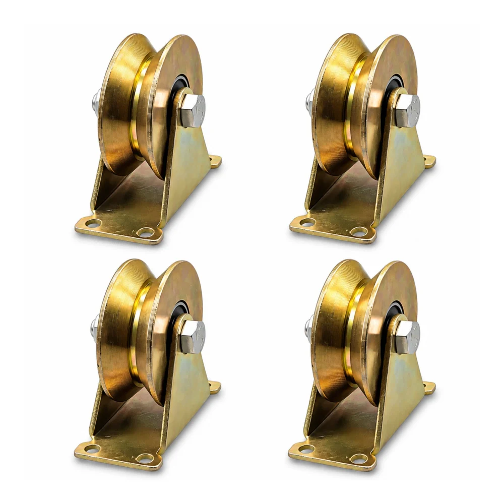 V-Groove Sliding Gate Wheels – 2" Stainless Steel Wheel with Rigid Bracket, 660 LB Capacity – 4 Pack - Image 3